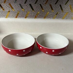 Spode Baking Days 7 Inch Individual Red and White Polka Dot Bowls